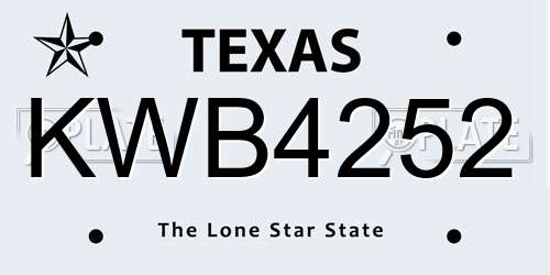 KWB4252 Texas License Plate