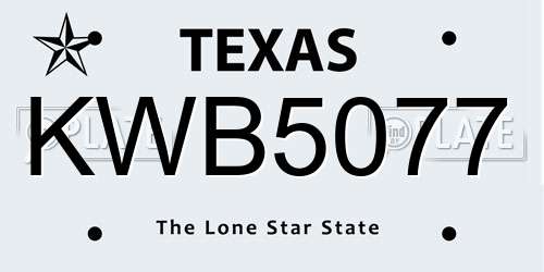KWB5077 Texas License Plate