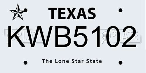 KWB5102 Texas License Plate