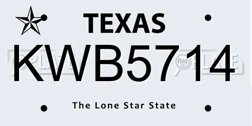 KWB5714 Texas License Plate
