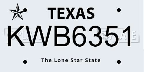 KWB6351 Texas License Plate