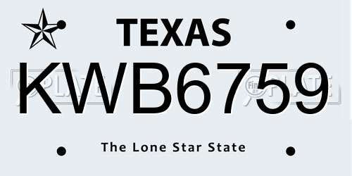 KWB6759 Texas License Plate
