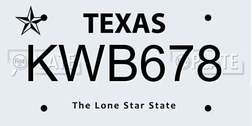 KWB678 Texas License Plate