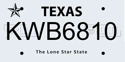 KWB6810 Texas License Plate