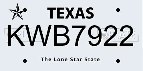 KWB7922 Texas License Plate