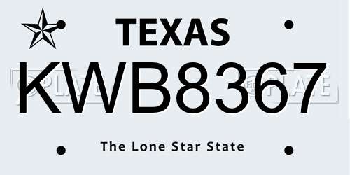 KWB8367 Texas License Plate