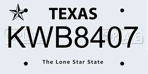 KWB8407 Texas License Plate