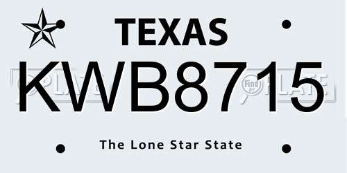 KWB8715 Texas License Plate