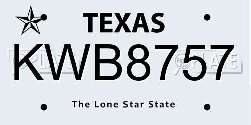 KWB8757 Texas License Plate