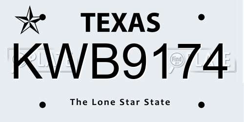KWB9174 Texas License Plate