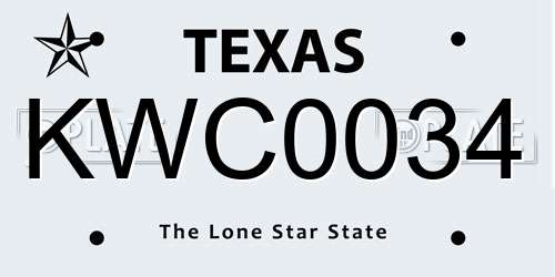 KWC0034 Texas License Plate