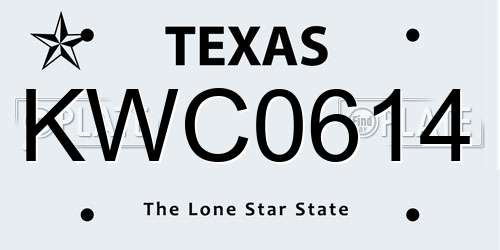 KWC0614 Texas License Plate