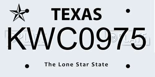 KWC0975 Texas License Plate