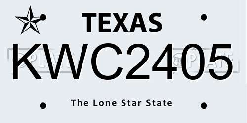 KWC2405 Texas License Plate