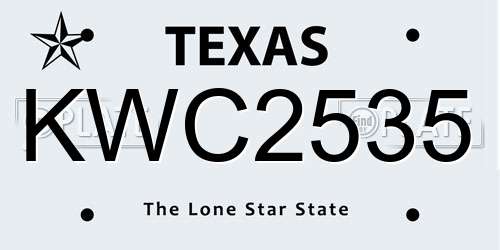 KWC2535 Texas License Plate