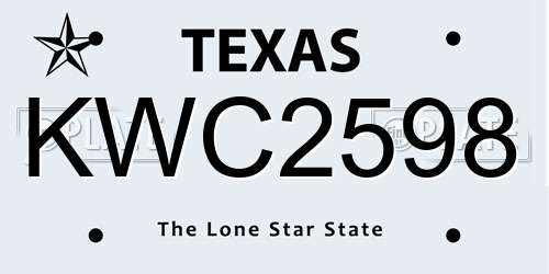 KWC2598 Texas License Plate