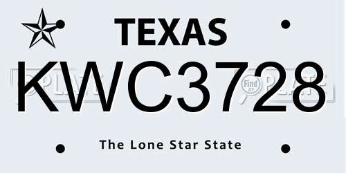 KWC3728 Texas License Plate