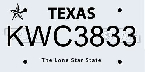 KWC3833 Texas License Plate