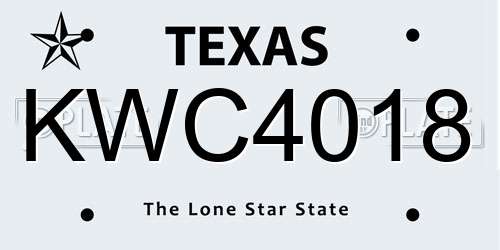 KWC4018 Texas License Plate