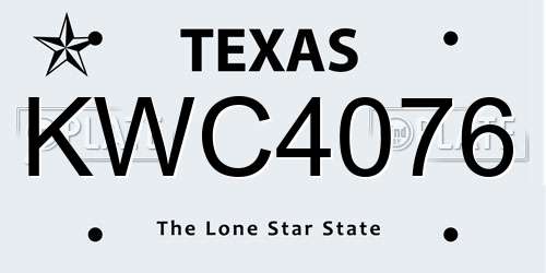 KWC4076 Texas License Plate
