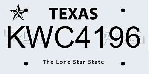 KWC4196 Texas License Plate