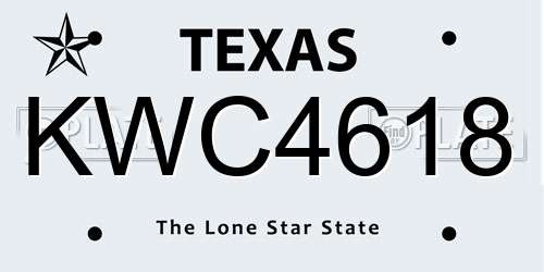 KWC4618 Texas License Plate