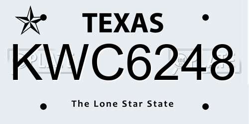 KWC6248 Texas License Plate