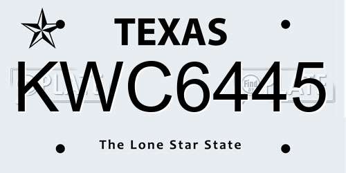 KWC6445 Texas License Plate