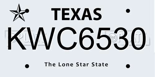 KWC6530 Texas License Plate
