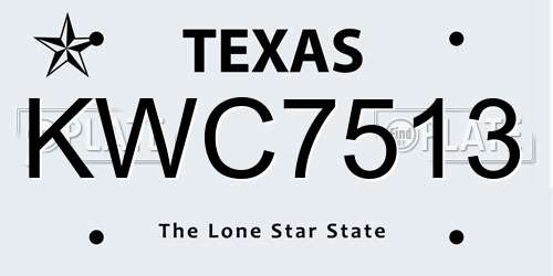 KWC7513 Texas License Plate