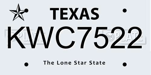KWC7522 Texas License Plate