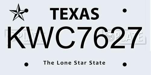KWC7627 Texas License Plate