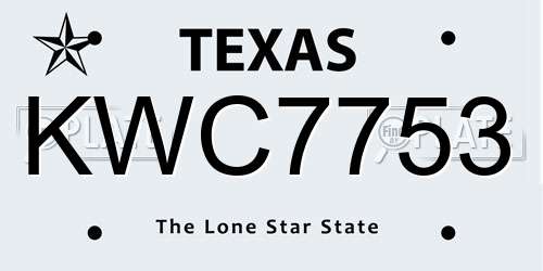 KWC7753 Texas License Plate