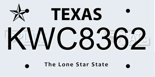 KWC8362 Texas License Plate