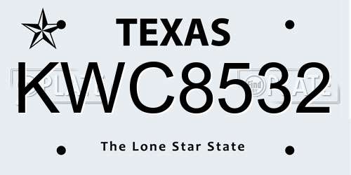 KWC8532 Texas License Plate