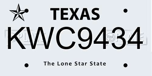 KWC9434 Texas License Plate