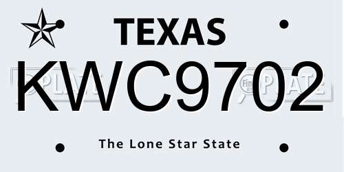KWC9702 Texas License Plate