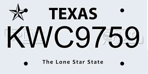 KWC9759 Texas License Plate