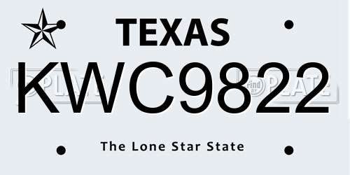 KWC9822 Texas License Plate