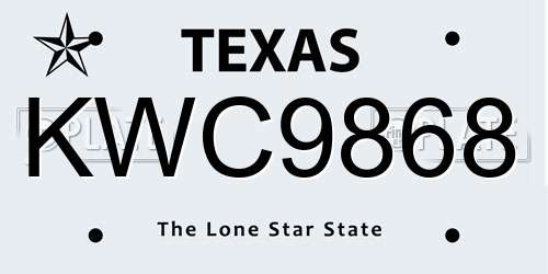 KWC9868 Texas License Plate