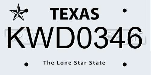 KWD0346 Texas License Plate