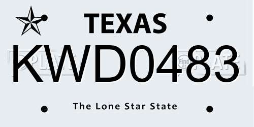 KWD0483 Texas License Plate