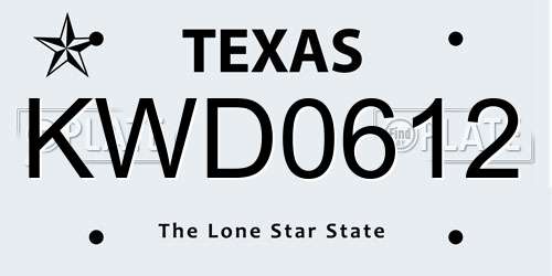 KWD0612 Texas License Plate