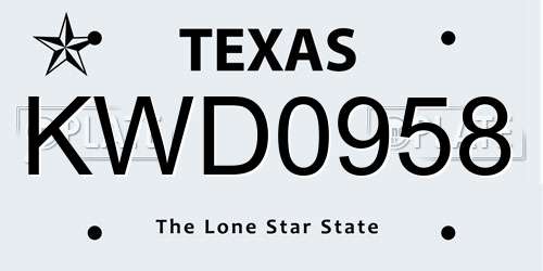 KWD0958 Texas License Plate