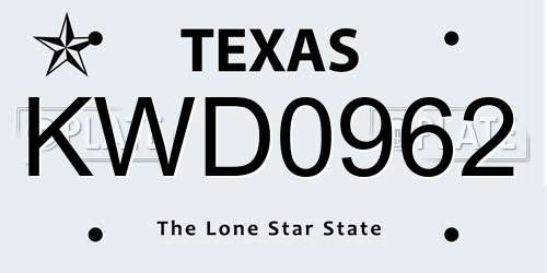 KWD0962 Texas License Plate