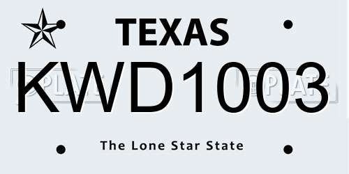 KWD1003 Texas License Plate