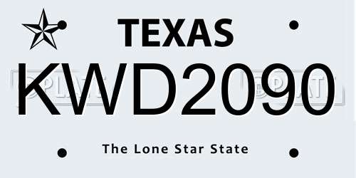 KWD2090 Texas License Plate