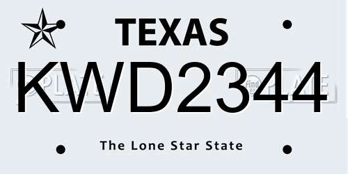 KWD2344 Texas License Plate