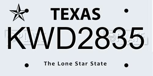 KWD2835 Texas License Plate