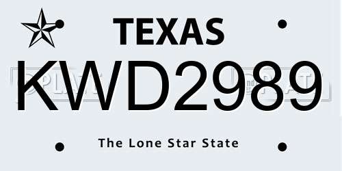 KWD2989 Texas License Plate